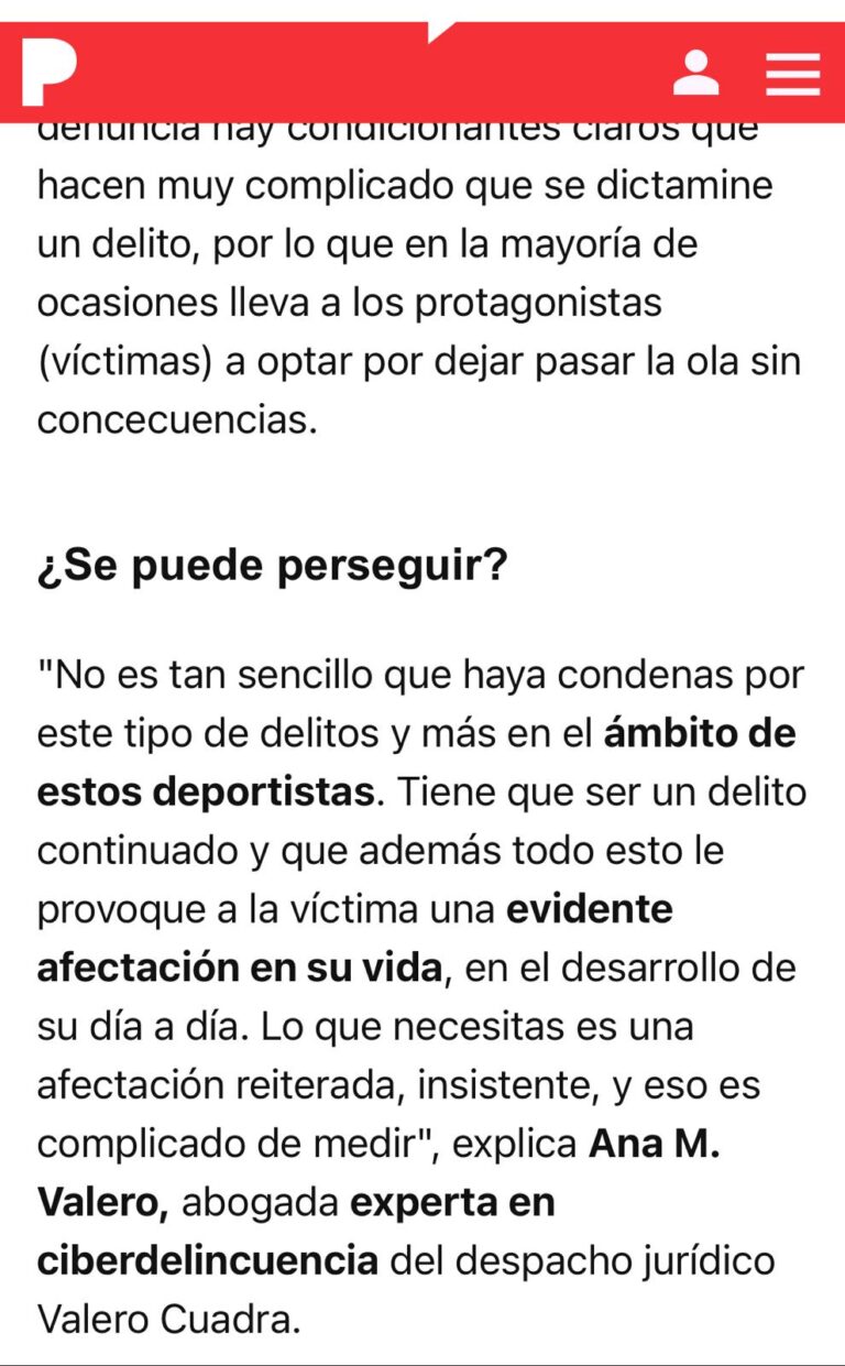 Ana M. Valero en el Periódico sobre acoso en el deporte