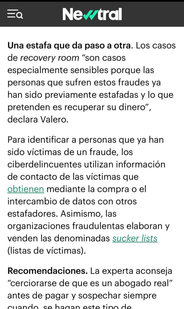 Ana M. Valero analizando en Newtral el fraude recovery room y la protección de las víctimas