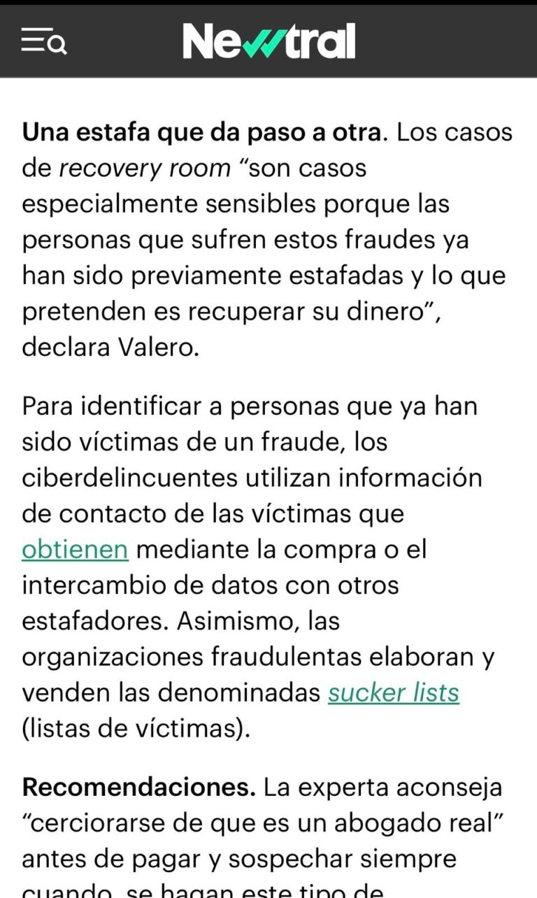 Ana M. Valero analizando en Newtral el fraude recovery room y la protección de las víctimas